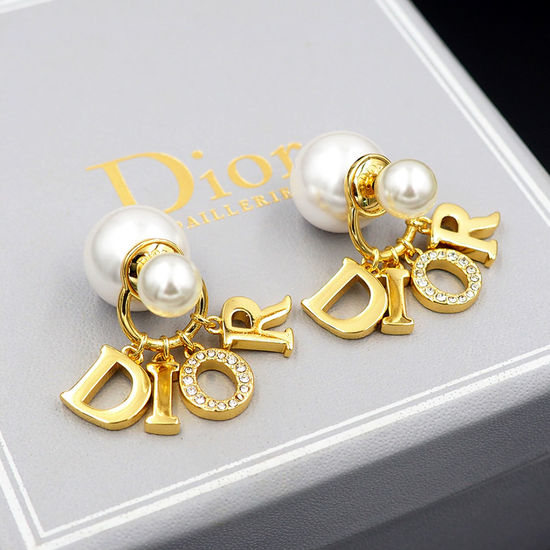 Christian Dior CD Letter Pearl Drop Earrings