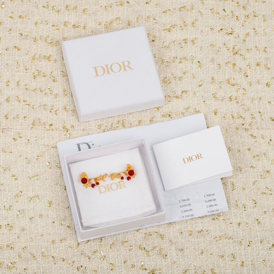 Christian Dior CD Red Agate Clip On Earrings with Letter