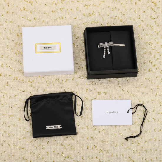 Miu Miu Bow Hair Clip with Crystals