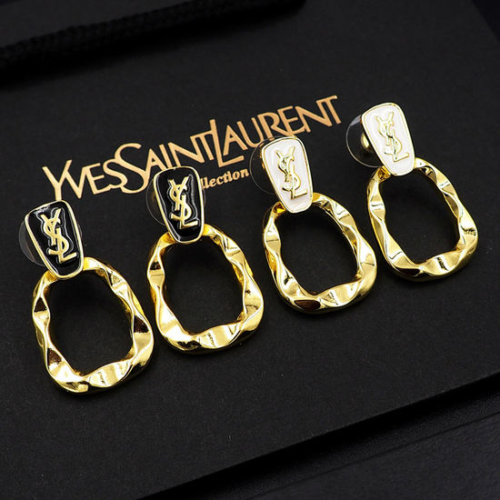 Yves Saint Laurent YSL Irregular Enamel Hoop Earrings