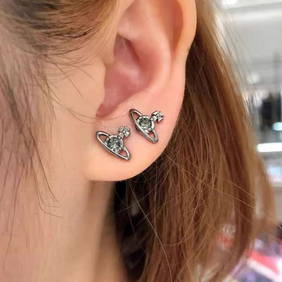 Vivienne Westhood Diamond Inlaid Stud Earrings