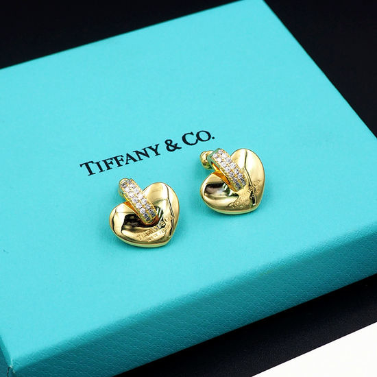Tiffany & Co. Stone Inlaid Heart Shape Stud Earrings