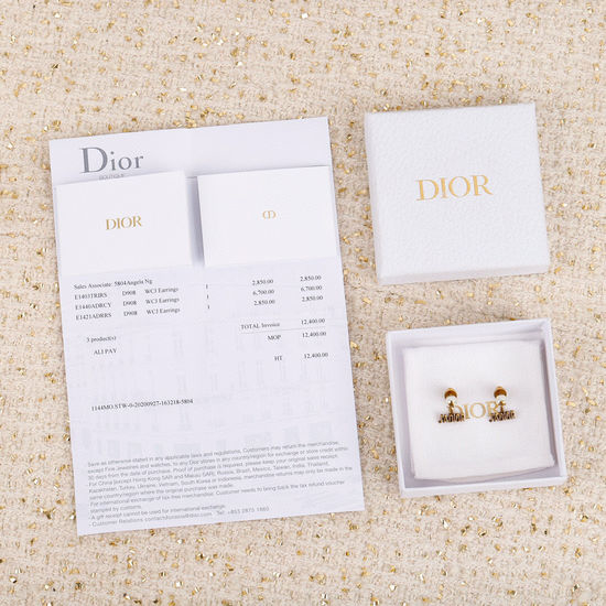 Christian Dior CD Pearl Letter Exquisite Craft Drop Earrings
