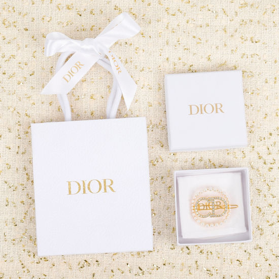 Christian Dior CD Crystal Pearl Elegant Decorative Hair Clip