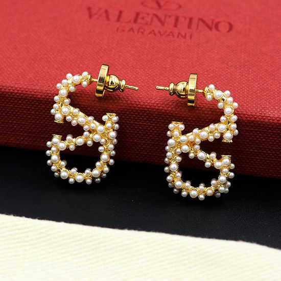 Valentino Logo Pearl Drop Earrings Collection