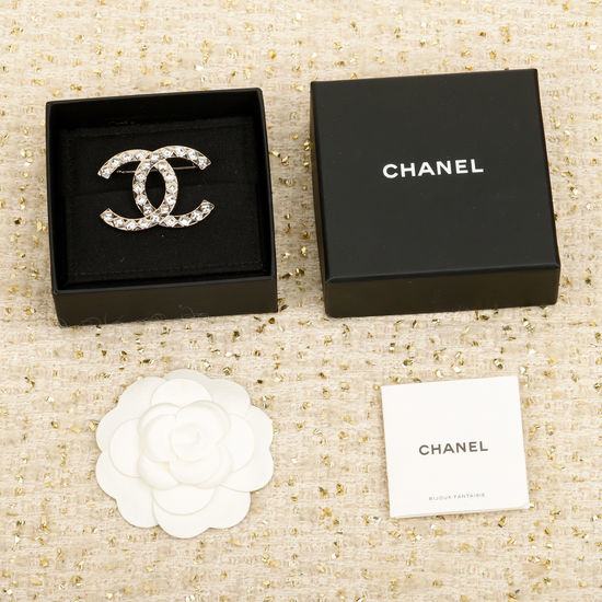 Chanel Elegant Square Crystal Decorated Brooch