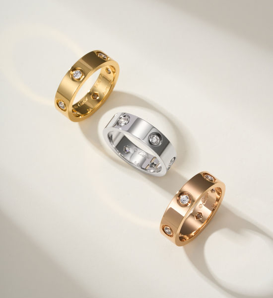 Cartier Classic Six Diamond Couple Ring Set
