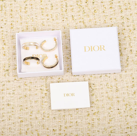Christian Dior CD Enamel Diamond Stud Earrings Jewelry