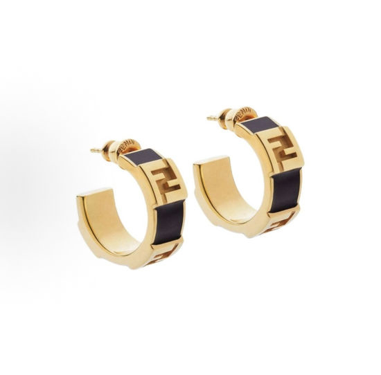 Fendi Minimalist Logo Stud Earrings Brass