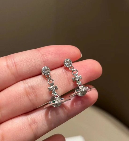 Vivienne Westhood Saturn Crown Crystal Stud Earrings