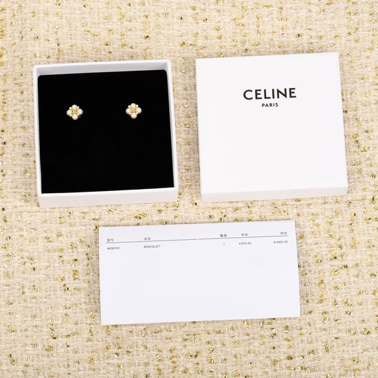 CELINE Swarovski Pearl and Diamond Stud Earrings