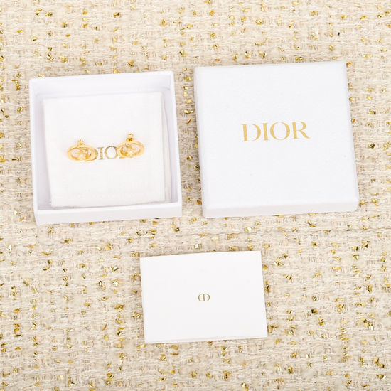 Christian Dior CD Classic Letter Initial Stud Earrings