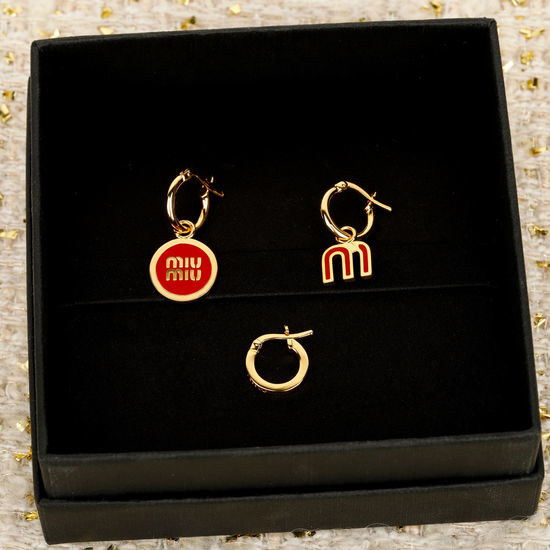 Miu Miu Gentle Cute Polished Brass Delicate Stud Earrings