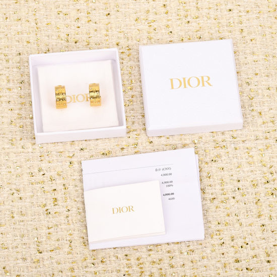 Christian Dior CD Bee Pearl Hoop Earrings with Crystal