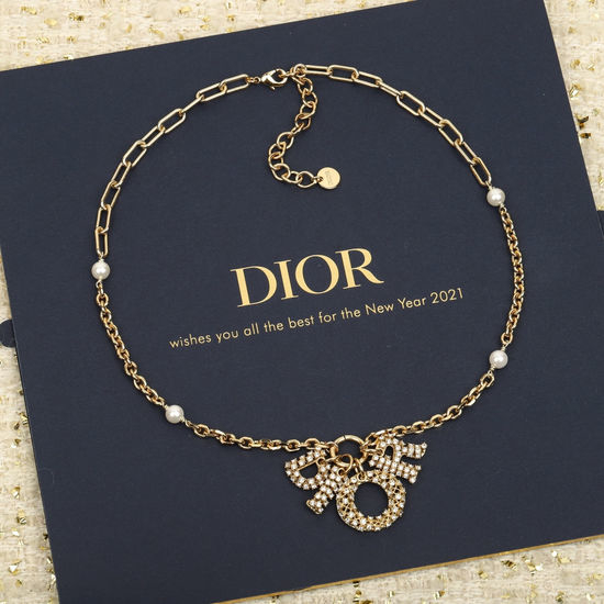 Christian Dior CD Rhinestone Inlaid Necklace Bracelet Exquisite Craft