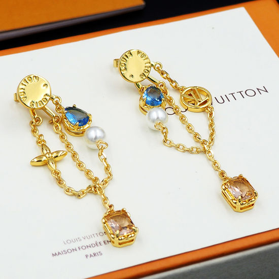 Louis Vuitton LV Asymmetric Resin Beaded Dangle Earrings