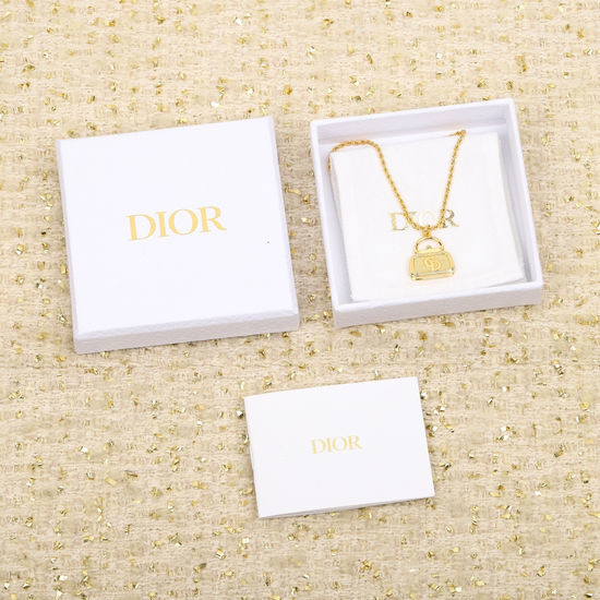 Christian Dior CD Vintage Classic Bag Pendant Chain Necklace