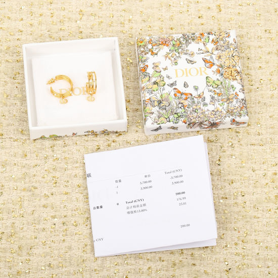 Christian Dior CD Crystal Letter Hoop Earrings