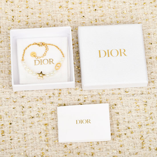 Christian Dior CD Five Point Star Pearl Bracelet Exquisite Craft