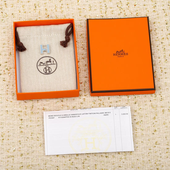 Hermes Single Enamel Gold Plated Earrings