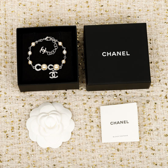 Chanel Rhinestone Pearl Beaded Bracelet