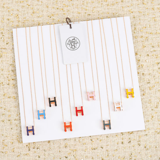 Hermes Classic Enamel Pendant Chain Necklace