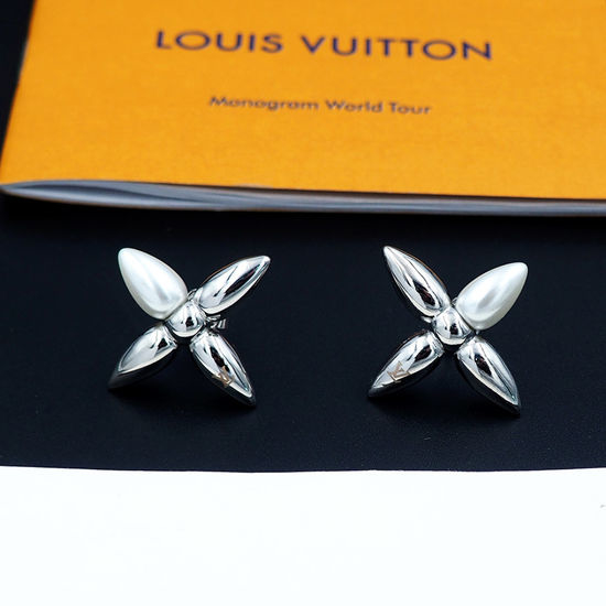Louis Vuitton LV Floral Pattern Resin Metal Earrings