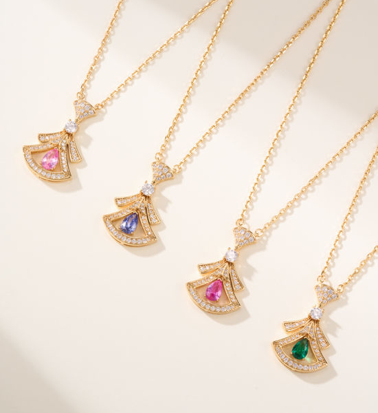 Bottega Veneta BV Fan-shaped Ruby Diamond Jewelry Necklace