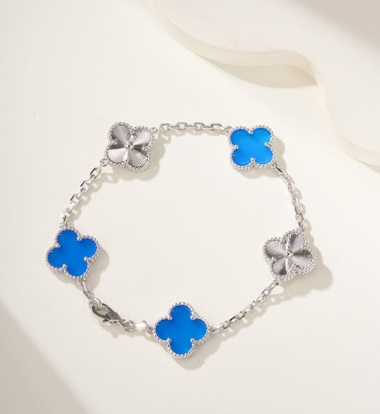 Van Cleef & Arpels VCA Blue Chalcedony Clover Bracelet
