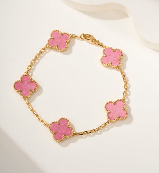 Van Cleef & Arpels VCA Rhodonite Four Leaf Clover Bracelet