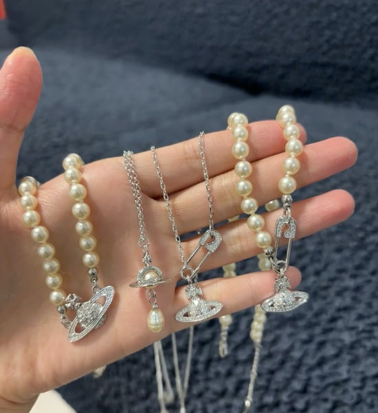 Vivienne Westhood Classic Pearl Necklace with Sparkling Charm