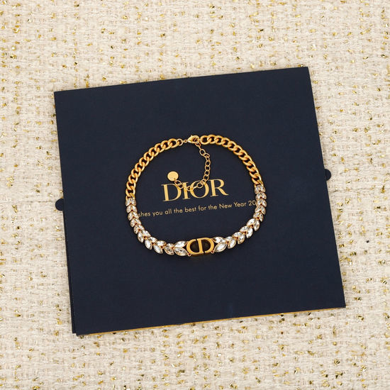 Christian Dior CD Ear of Wheat Crystal Necklace