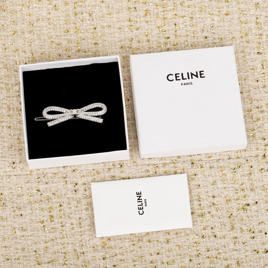 CELINE Diamond Bow Hair Clip Delicate Elegant Accessory