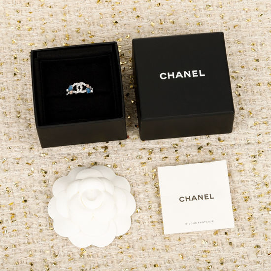 Chanel Blue Heart Rhinestone Ring