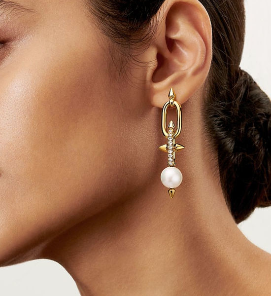 Tiffany & Co. Spear Pattern Diamond Inlaid Earrings