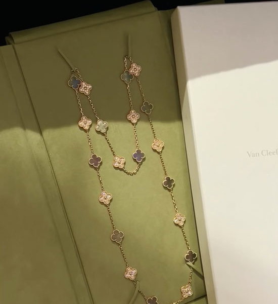 Van Cleef & Arpels VCA Grey Mother of Pearl Diamond Necklace