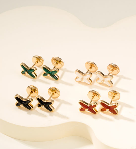 CHAUMET Mother of Pearl Cross Stud Earrings