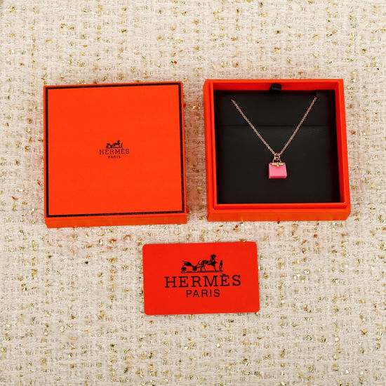 Hermes Pink Opal Adjustable Pendant Necklace