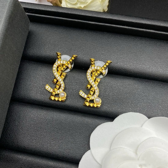 Yves Saint Laurent YSL Classic Stud Earrings Sparkling Design