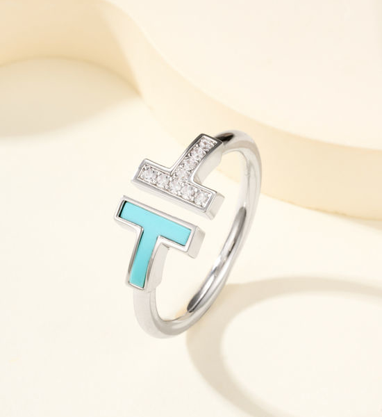 Tiffany & Co. Diamond Turquoise Inlaid Elegant Ring