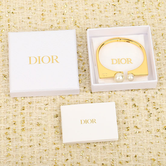 Christian Dior CD Exquisite Beaded Open Cuff Bracelet
