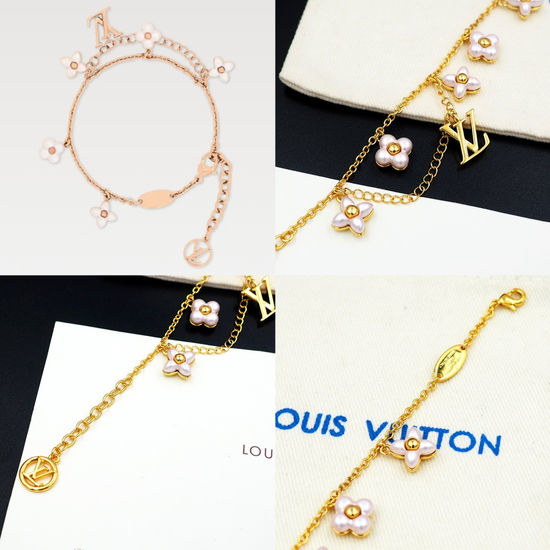 Louis Vuitton LV Dual Chain Charm Bracelet Elegant Jewelry