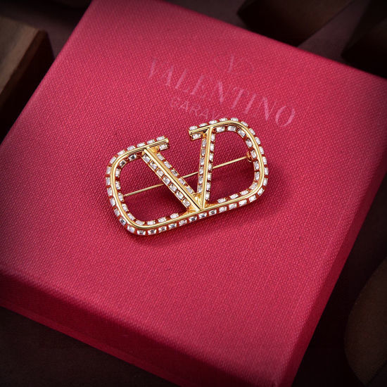 Valentino Minimalist Golden Decorative Brooch Pin
