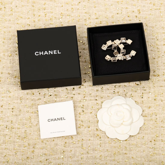 Chanel Crystal Inlaid Brass Brooch