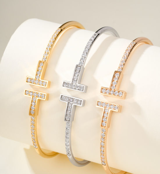 Tiffany & Co. New Double T Full Diamond Coil Bracelet