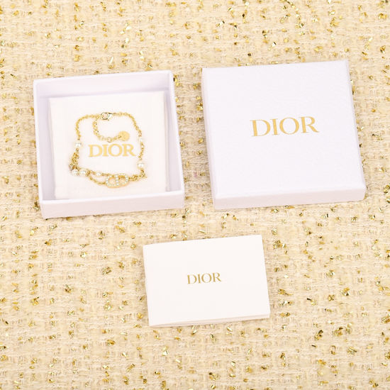 Christian Dior CD Multi Pearl Tassel Chain Bracelet