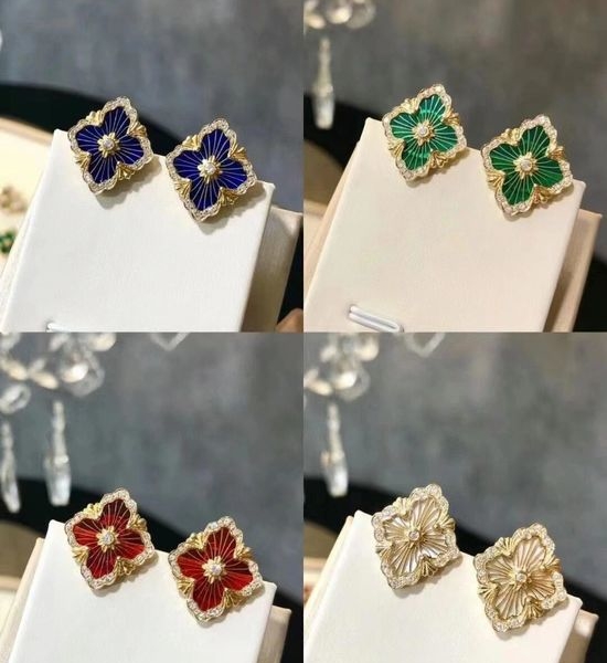 Buccellati V Gold Enamel Craft Drop Earrings