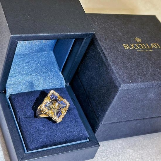 Celine Blue Enamel Gold Plated Ring