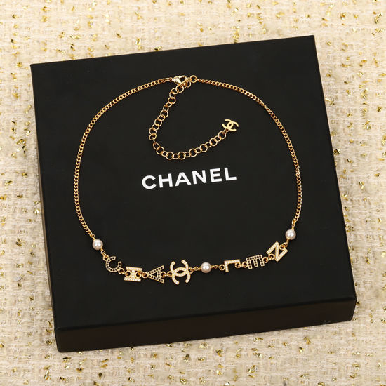 Chanel Pearl Letter Choker Necklace