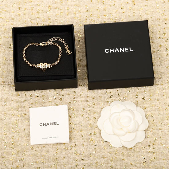 Chanel Love Heart Chain Charm Bracelet